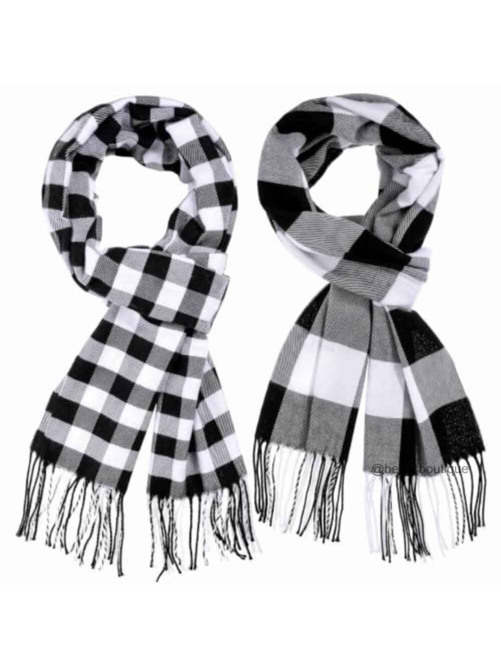 2-Pack Buffalo Plaid Winter Scarves Polyester Blanket Wrap Shawl